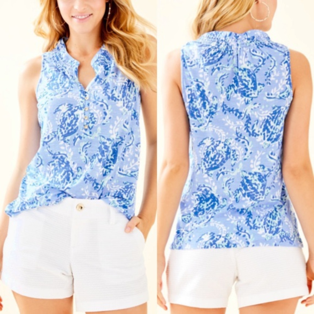 Lilly pulitzer essie tank blue turtles XL